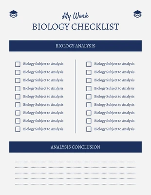 Free  Template: Light Grey And Navy Clean Professional Work Biology Checklist