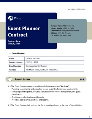 Free  Template: Event Planner Contract Template