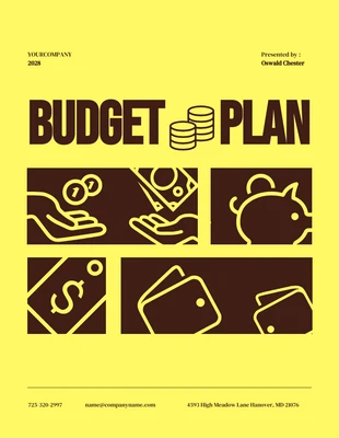 Free  Template: Gelbe und braune Ikonen-Budgetplan