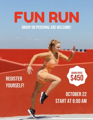 Free  Template: Flyer de la Fun Run Orange