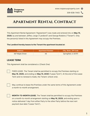 Free  Template: Modèle de contrat de location d'appartement