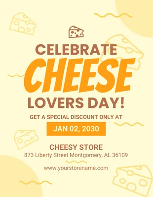 Free  Template: Light Yellow Modern Illustration Cheese Lover Flyer