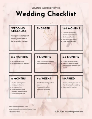 Free  Template: Moderne hellrosa Hochzeit Checkliste