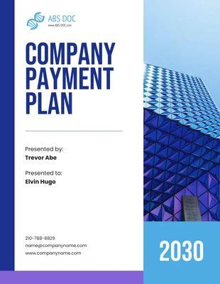 Free  Template: White And Blue Company Payment Plan