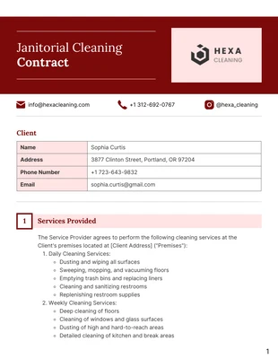 Free  Template: Janitorial Cleaning Contract Template