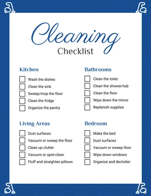 Free  Template: Lista de comprobación de limpieza con patrón simple azul marino y blanco