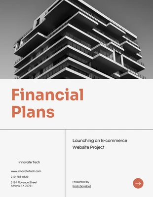 Free  Template: Planos financeiros minimalistas cinza claro e laranja