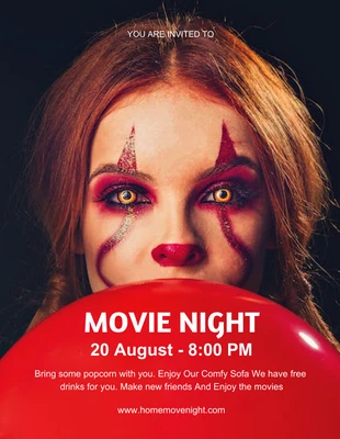 Free  Template: Black And Red Modern Movie Night Flyer