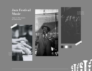 Free  Template: Simple Black Jazz Music Collage