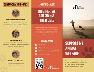 Free  Template: كتيب ثلاثي الطيات لجمع التبرعات لرعاية الحيوان