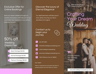 Free  Template: Elegance Brown and Pink Wedding Tri-fold Brochure