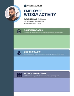 Free  Template: Blue Professional Blank Weekly Report