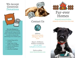 business  Template: Nonprofit Pet Shelter Tri Fold Brochure