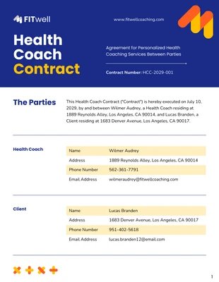 business  Template: Modelo de contrato de treinador de saúde