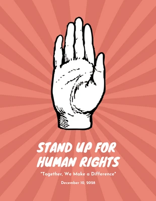 Free  Template: Illustration moderne marron défendez les droits de l'homme Poster