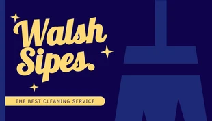 Free  Template: بطاقة أعمال التنظيف الحديثة باللونين الأزرق الداكن والأصفر