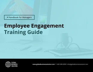 Free  Template: Light Blue Employee Engagement Handbook Template