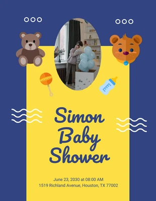 Free  Template: Blaue niedliche Illustration Baby Shower Flyer