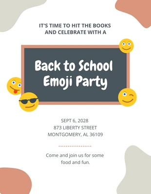Free  Template: Invito minimalista pastello Emoji Party