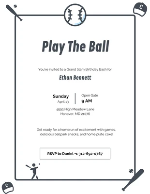 Free  Template: White And Dark Blue Minimalist Sport Theme Invitation