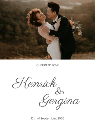 Free  Template: Etiqueta de boda con foto simple blanca
