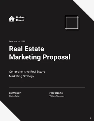 Free  Template: Black and Grey Minimalist Real Estate Marketing Proposals