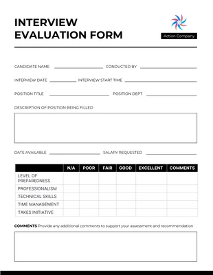 Free  Template: Clean Simple Interview Form