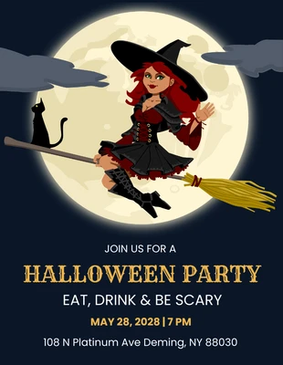 Free  Template: Convite de Halloween preto e amarelo assustador