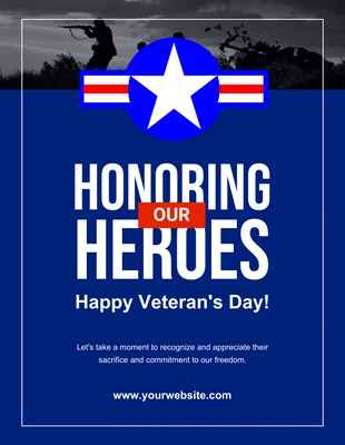Free  Template: Blue Happy Veteran's Day Poster