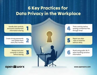 business  Template: Modello di poster con 6 pratiche chiave per la privacy dei dati