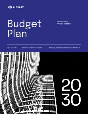 Free  Template: Weißer und blauer einfacher Budgetplan