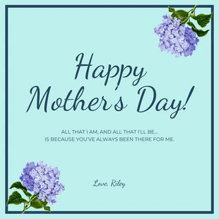 Free  Template: Hellblaue Happy Mother's Day Karte