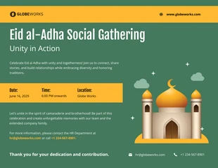 Free  Template: Eid al-Adha Social Gathering Unity in Action Poster per le vacanze
