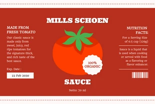 Free  Template: Rotes und weißes minimalistisches Illustrationsetikett für Tomatensaucengläser