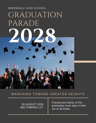 Free  Template: Dark Grey Minimalist College Graduation Parade Poster