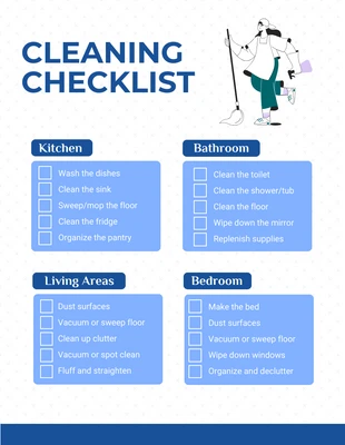 Free  Template: White Simple Illustration Cleaning Checklist