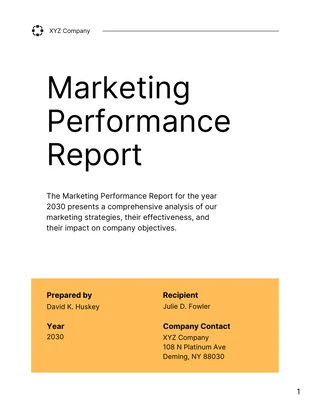 business  Template: Marketing Performance Report