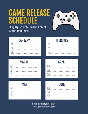 Free  Template: Blue Simple Illustration Game Release Schedule Template