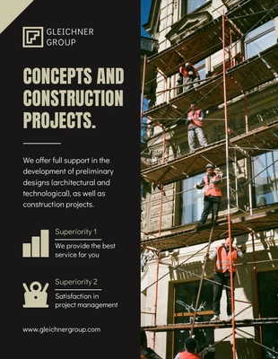 premium  Template: Dark Grey Modern Construction Project Poster