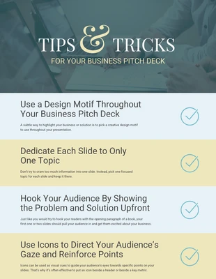 Free  Template: Business Pitch Strategy Tips Infographic List
