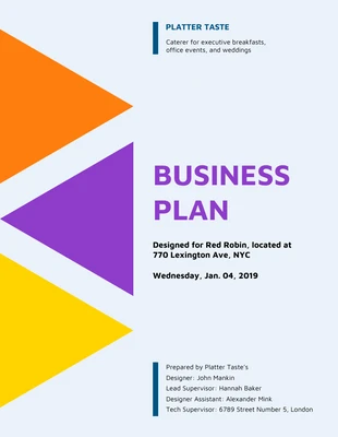 business  Template: Colorido plan de negocio de hostelería