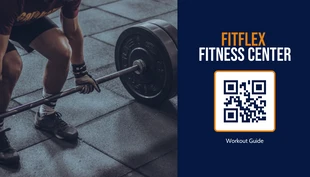 Free  Template: Navy And Yellow Modern Professional Fitness QR Code Business Card