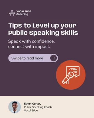 Free accessible Template: Public Speaking Tips LinkedIn Carousel Post Template