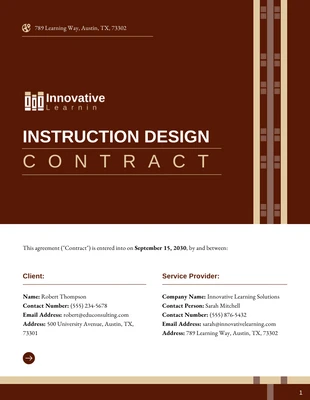 Free  Template: Modelo de contrato de design instrucional