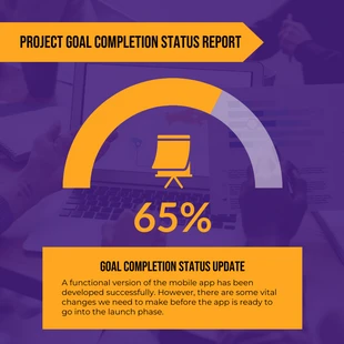 Free  Template: Purple And Orange Minimalist Professional Project Goal Gauge Chart