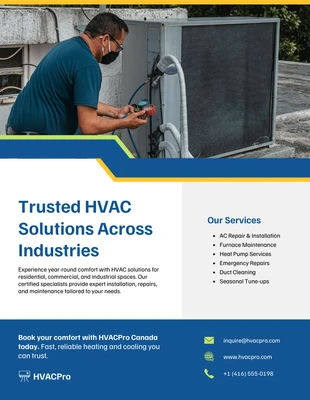 business  Template: Plantilla de folleto de HVAC.