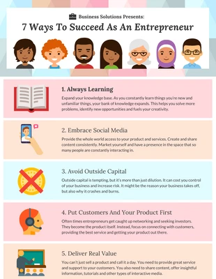 business  Template: Infografik Pastell Business Unternehmerliste