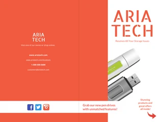 Free  Template: Red Tech Bi Fold Broschüre