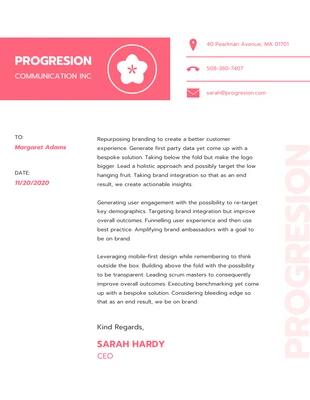 premium  Template: Papel timbrado rosa para empresa de comunicação
