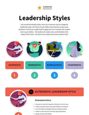 business  Template: Infografica informativa sugli stili di leadership